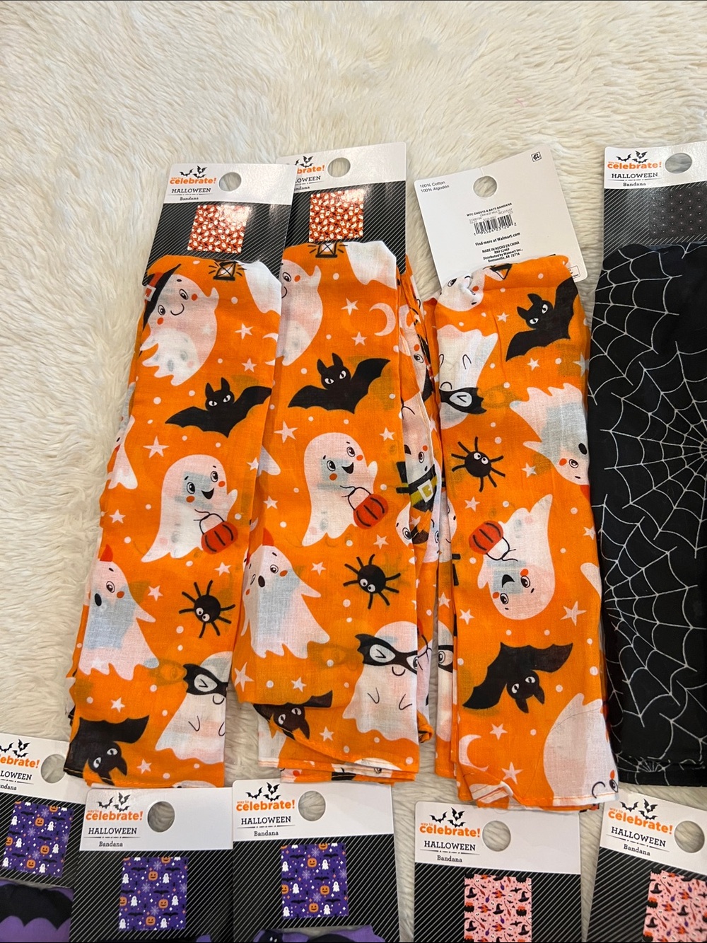 20 Halloween themed bandana ghost bat spider witch pumpkin NWT - Picture 8 of 8